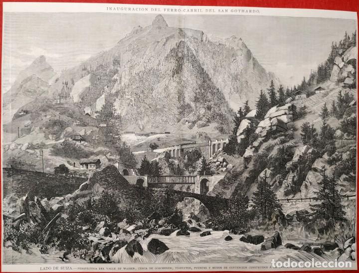 Arte: 1880 - Ferrocarril de San Gothardo - Suiza Valle de Wassen - La Ilustraci&oacute;n Espa&ntilde;ola