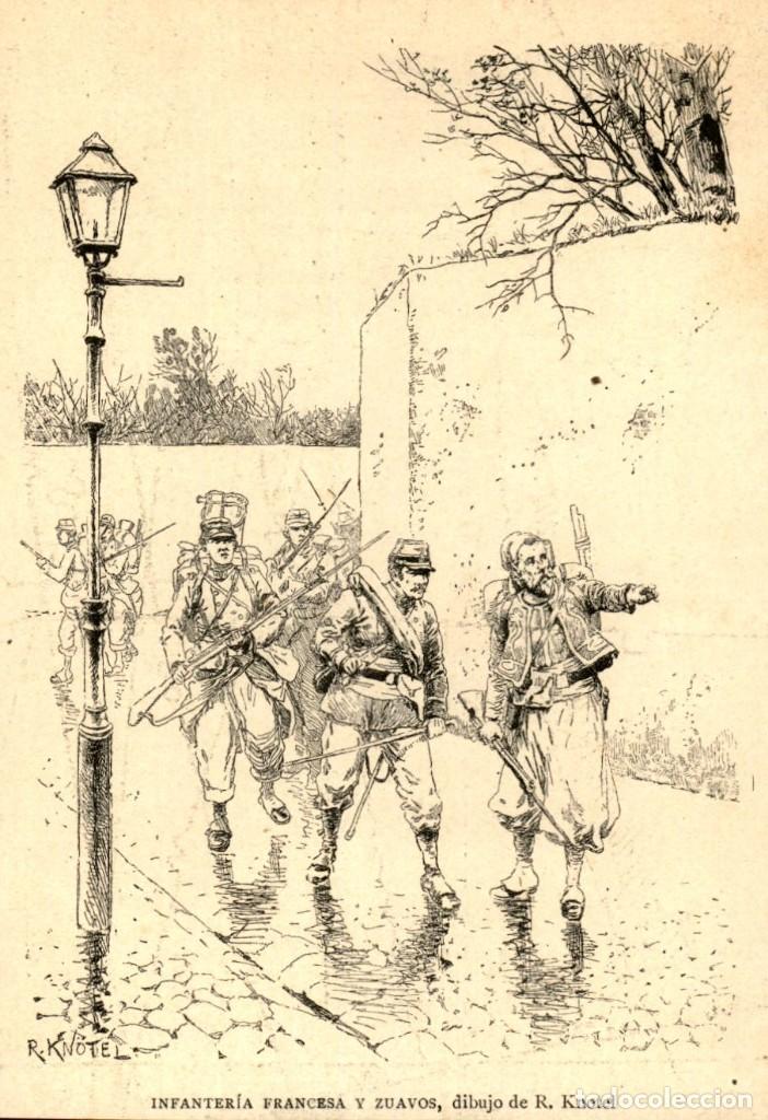Arte: 1887 - Infanteria Francesa y Zuavos - R. Knotel - La Ilustraci&oacute;n Artistica