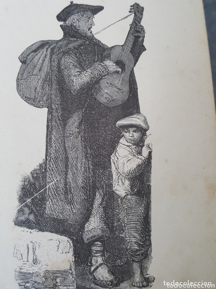 Art: GRABADO 1896. SANTANDER. MUSICO AMBULANTE. ORIGINAL. PROCEDE DEL CALLEJA. 18 X 8 CM