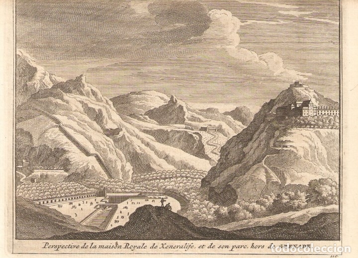 Arte: Vista del Generalife de Granada del siglo XVIII - Foto 1