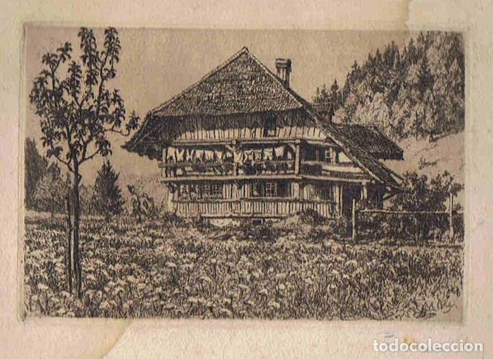 Arte: CASA EN EL CAMPO. - Grabado. - Foto 1