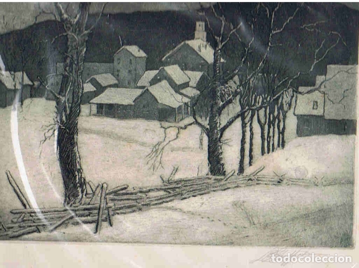 Arte: ALDEA EN INVIERNO. - Grabado. - Foto 1