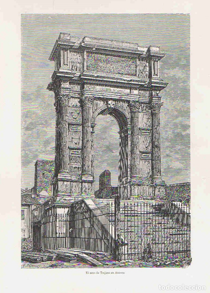Arte: EL ARCO DE TRAJANO EN ANCONA. - Grabado. - Foto 1