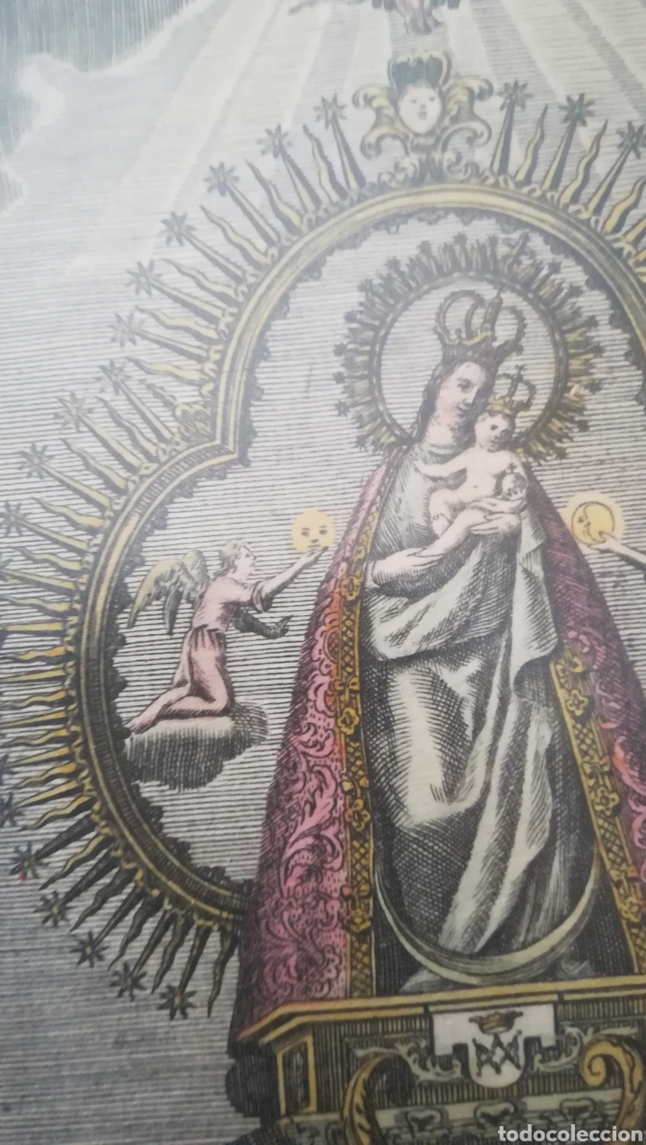 Arte: Antiguo grabado en seda, coloreada, 1783, - Foto 4