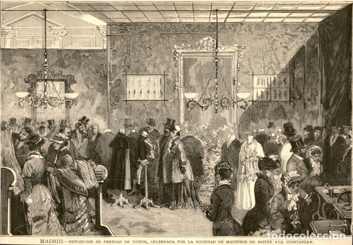 Arte: 1881 - Madrid - Exposicion maestros del sastre La Confianza - La Ilustraci&oacute;n Espa&ntilde;ola y Americana