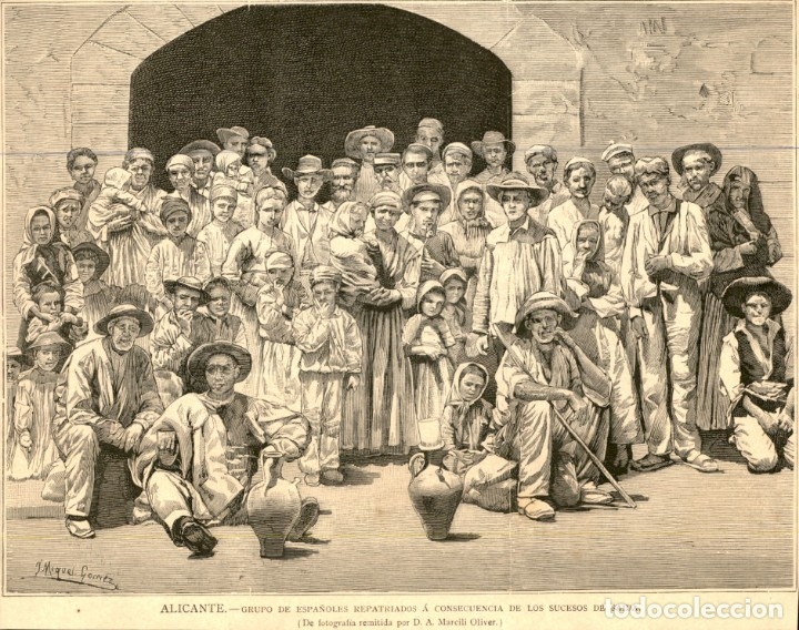 Arte: 1881 - Alicante - Repatriados por los sucesos de Saida - La Ilustraci&oacute;n Espa&ntilde;ola y americana