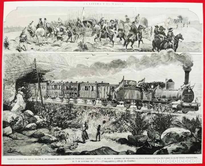 Art: 1881 - El Rey Alfonso XII inagura la linea ferrea Madrid - Portugal - La Ilustraci&oacute;n Espa&ntilde;ola