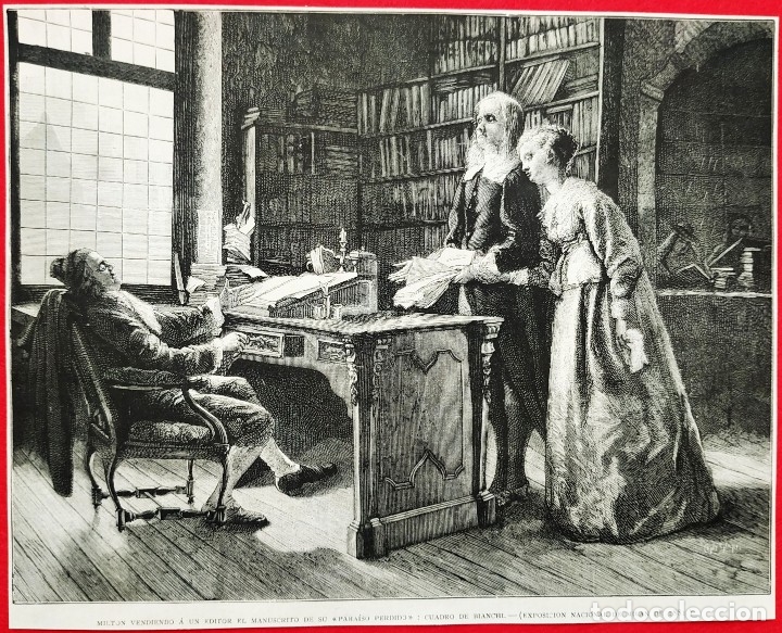 Art: 1881 - Milton y el paraiso perdido - Blanchi - La Ilustraci&oacute;n Espa&ntilde;ola - 28 x 21 cms