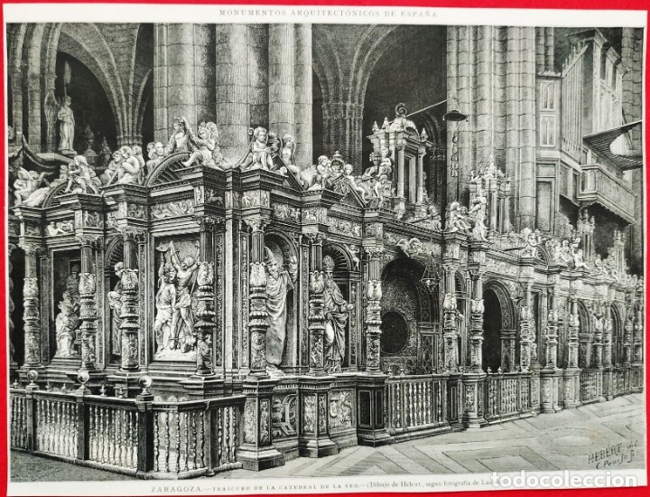 Art: 1881 - Zaragoza - Saragosse - Catedral de La Seo - La Ilustraci&oacute;n Espa&ntilde;ola - 33 x 22 cms