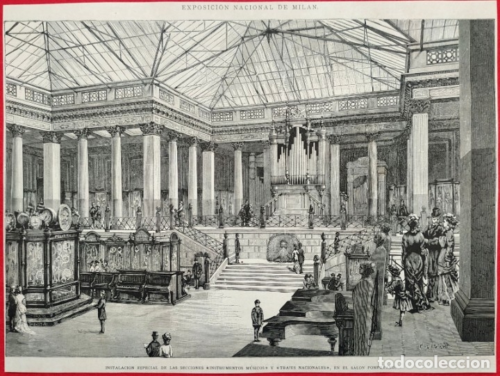 Art: 1881 - Exposicion nacional de Milan Salon Pompeyano - La Ilustraci&oacute;n Espa&ntilde;ola - 30 x 20 cms