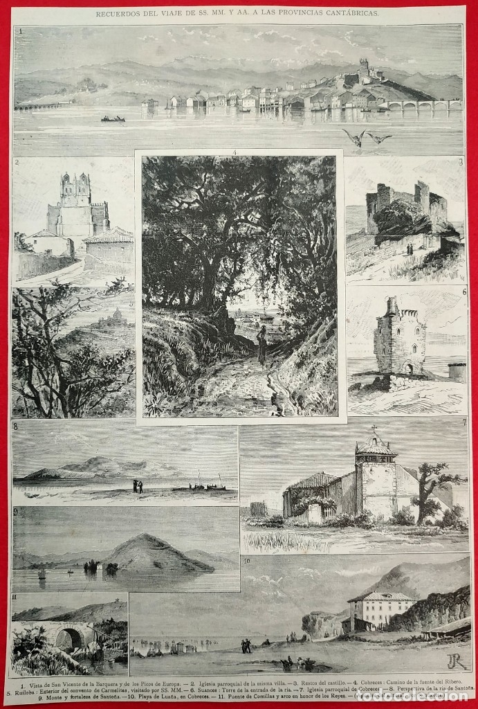 Arte: 1881 - San Vicente de la Barquera - Suances - Picos de Europa La Ilustraci&oacute;n Espa&ntilde;ola - 32 x 23 cms