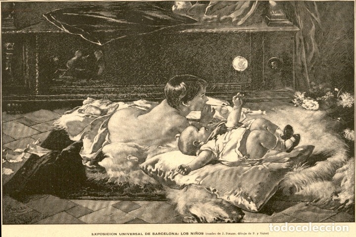 Arte: 1888 - Exposici&oacute;n Universal Barcelona - Los ni&ntilde;os J. Pinazo - La Ilustraci&oacute;n Iberica