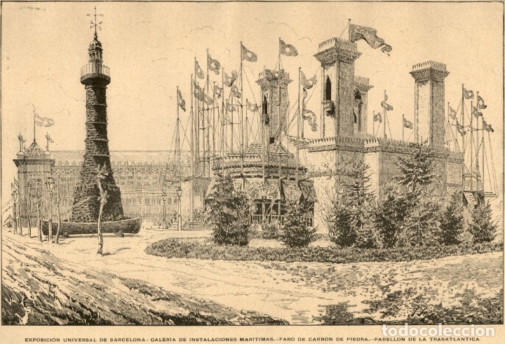 Arte: 1888 - Exposici&oacute;n Universal Barcelona - Galeria instalaciones maritimas - La Ilustraci&oacute;n Iberica