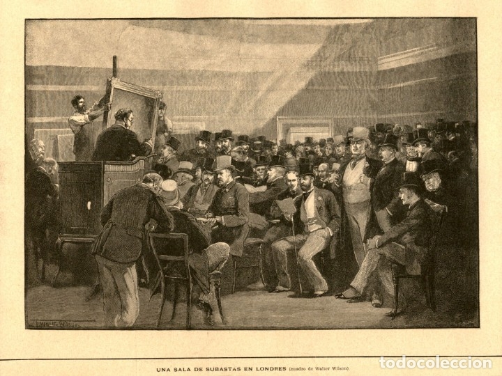 Arte: 1888 - Una sala de subastas de Walther Wilson - La Ilustraci&oacute;n Iberica