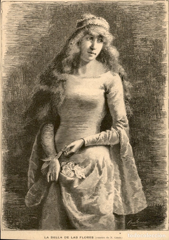 Arte: 1888 - La bella de las flores N. Gradi - La Ilustraci&oacute;n Iberica