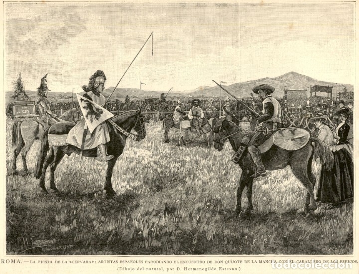 Arte: 1890 - Fiesta de la Cervara - Don Quijote - Caballero de los Espejos - La Ilustraci&oacute;n Espa&ntilde;ola