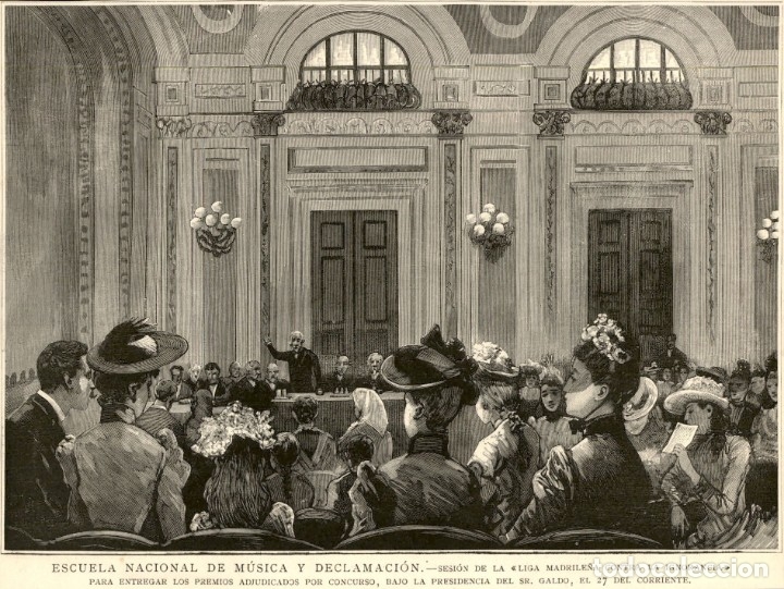 Arte: 1890 - Escuela Nacional de Musica y Declamaci&oacute;n - La Ilustraci&oacute;n Espa&ntilde;ola