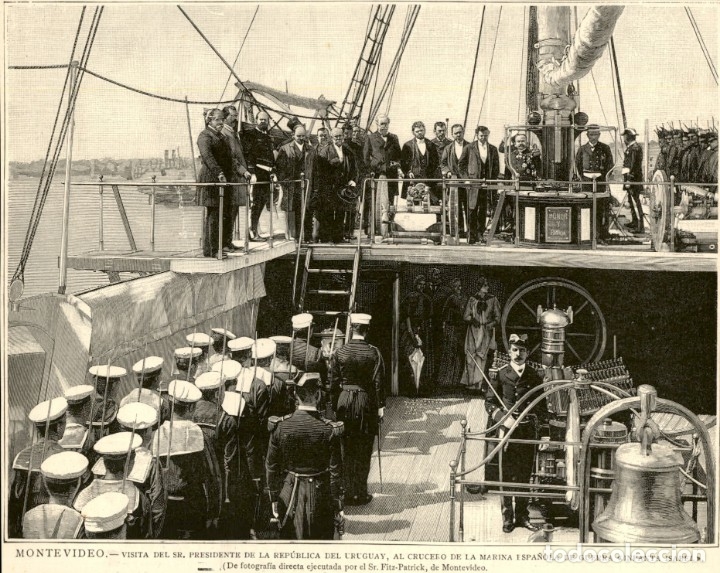 Arte: 1890 - Montevideo - Crucero Infanta Isabel - La Ilustraci&oacute;n Espa&ntilde;ola
