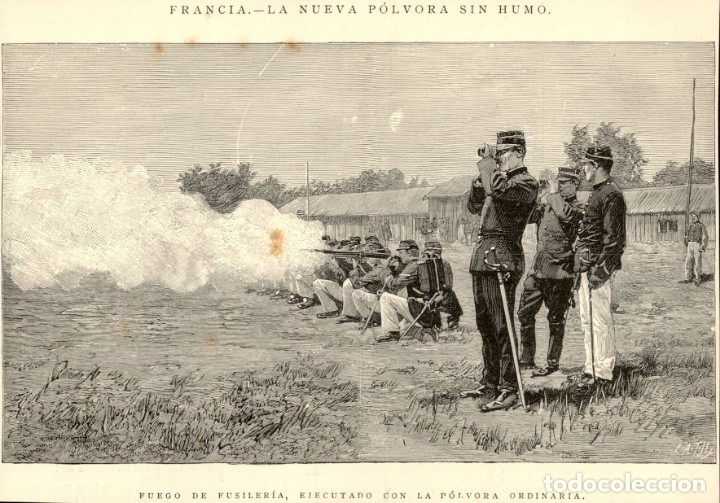 Art: 1890 - Francia - Fuego de fusileria polvora ordinaria - La Ilustraci&oacute;n Espa&ntilde;ola