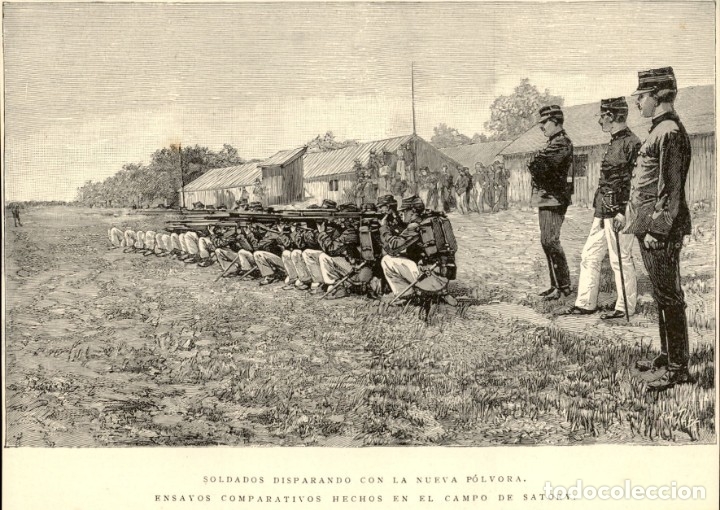 Art: 1890 - Francia - Fuego de fusileria Campo de Satory - La Ilustraci&oacute;n Espa&ntilde;ola