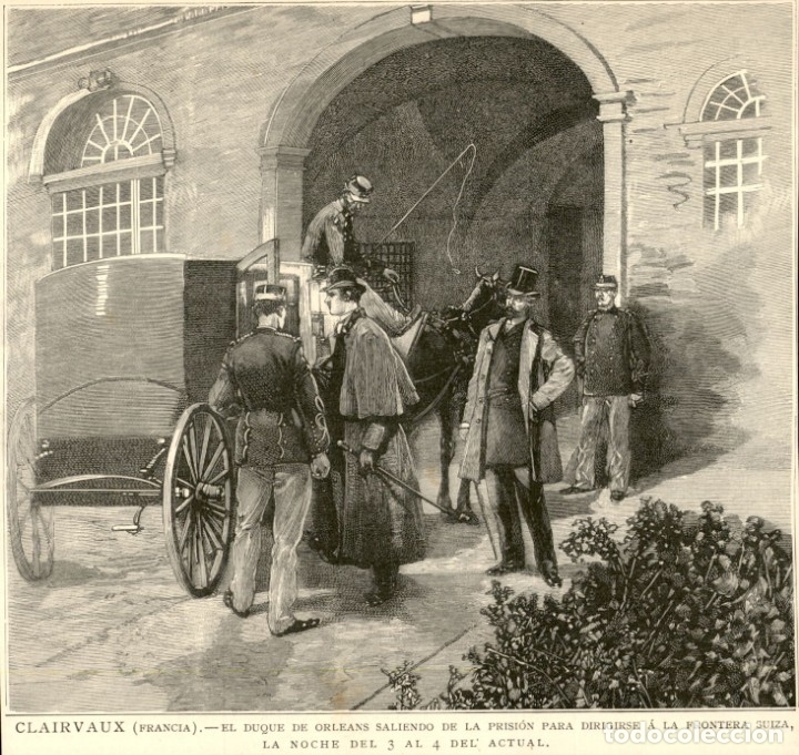 Art: 1890 - Clairvaux - Duque de Orleans saliendo de la prision - La Ilustraci&oacute;n Espa&ntilde;ola