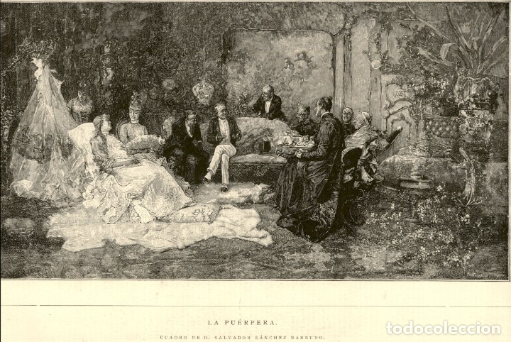 Arte: 1890 - La Puerpera - Salvador Sanchez Barbudo - La Ilustraci&oacute;n Espa&ntilde;ola