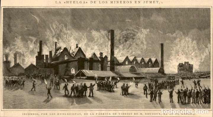 Kunst: 1886 - Huelga de mineros en Jumet - Vidrios M. Baudoux - La Ilustraci&oacute;n Espa&ntilde;ola