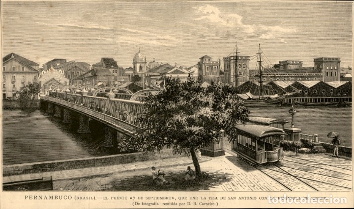Kunst: 1886 - Pernamco Brasil Puente 7 de septiembre - Isla San Antonio - La Ilustraci&oacute;n Espa&ntilde;ola