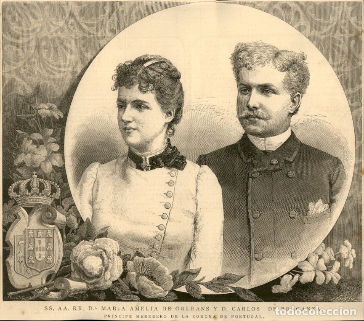 Arte: 1886 - S.A.R. Maria Amelia de Orleans y Carlos de Braganza - La Ilustraci&oacute;n Espa&ntilde;ola