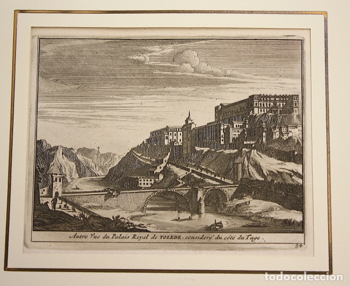 Arte: GRABADO CALCOGRAFICO PALACIO REAL DE TOLEDO. C. 1800 - Foto 1