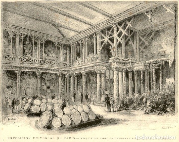 Kunst: 1889 - Exposici&oacute;n universal de Paris - Pabellon aguas y bosques - La Ilustraci&oacute;n Espa&ntilde;ola