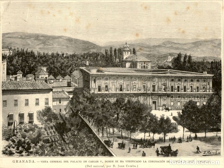 Art: 1889 - Granada - Vista General del Palacio de Carlos V - La Ilustraci&oacute;n Espa&ntilde;ola
