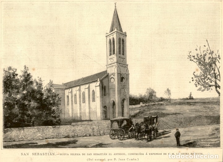 Arte: 1889 - San Sebastian - Nueva Iglesia de San Sebastian el antiguo - La Ilustraci&oacute;n Espa&ntilde;ola