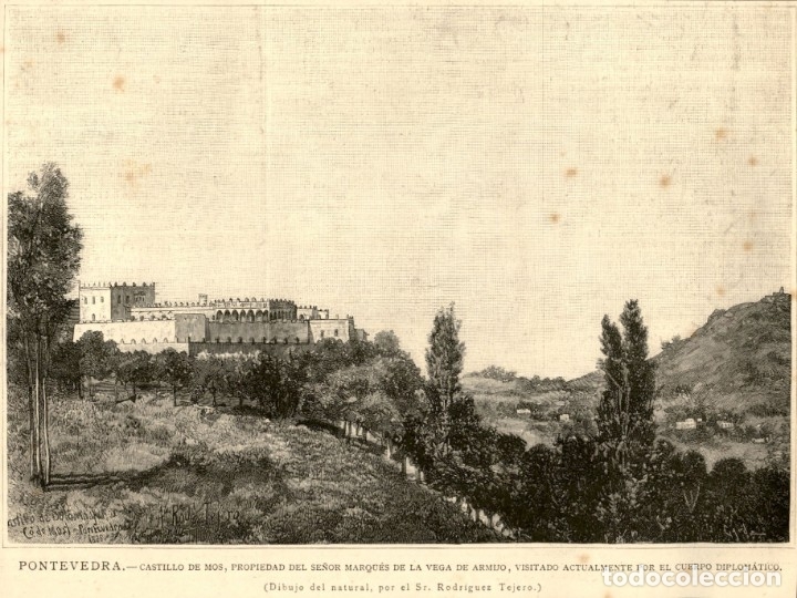 Arte: 1889 - Pontevedra - Castillo de Mos - Marques de Vega de Armijo - La Ilustraci&oacute;n Espa&ntilde;ola