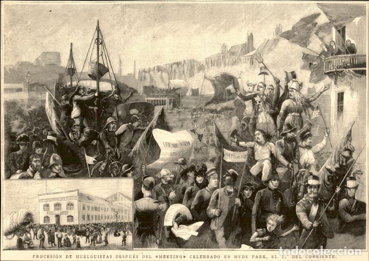 Art: 1889 - Huelga de Docks en Londres - Meeting en Hyde Park - La Ilustraci&oacute;n Espa&ntilde;ola