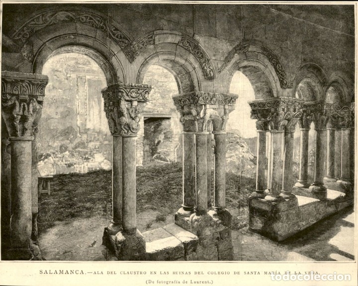 Arte: 1889 - Salamanca - Clustro del Colegio Santa Maria de la Vega - La Ilustraci&oacute;n Espa&ntilde;ola