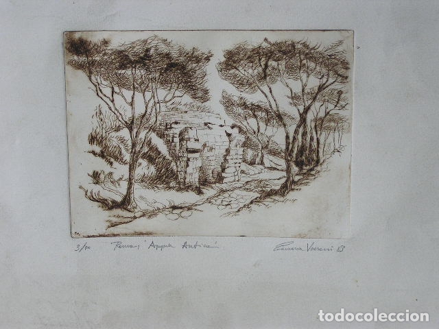 Kunst: Vista ruinas Roma, Appia Antica, 1985 punta seca