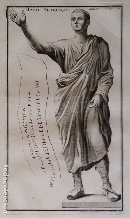 Arte: Montfaucon:  ETRUSCO /  Grabado de 1719 - Foto 1