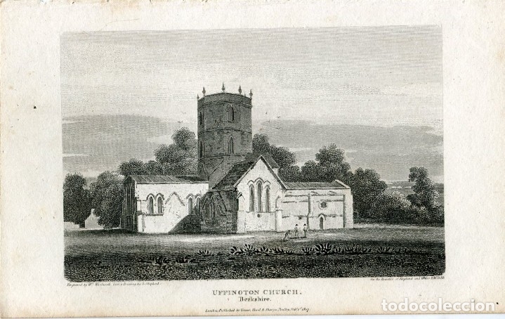 Arte: Uffington Church Berkshire grabado por W. Woolnorth. Dibuj&oacute; G. Shepherd