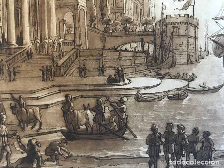 Arte: Gran puerto, edificios, barcos y personas trabajando. Ulises., 1774. Lorrain/Earlom/Boydell - Foto 8