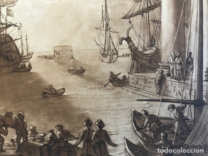 Arte: Gran puerto, edificios, barcos y personas trabajando. Ulises., 1774. Lorrain/Earlom/Boydell - Foto 9