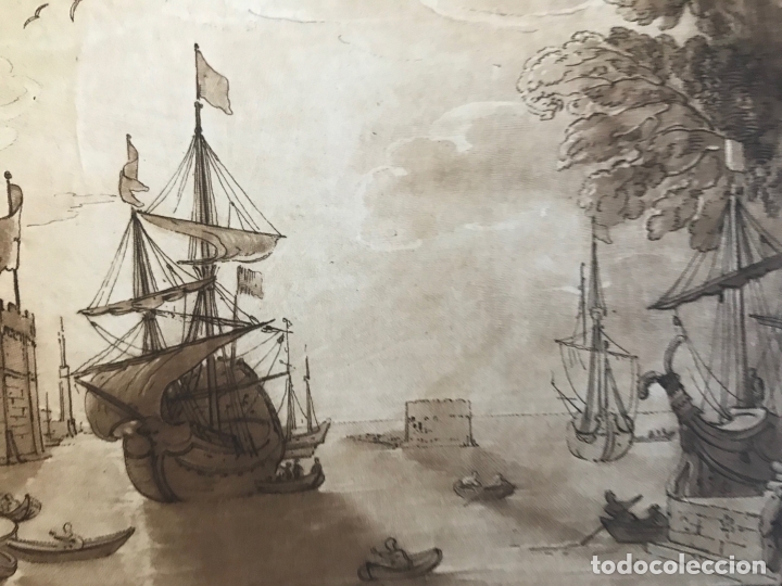 Arte: Gran puerto, edificios, barcos y personas trabajando. Ulises., 1774. Lorrain/Earlom/Boydell - Foto 10