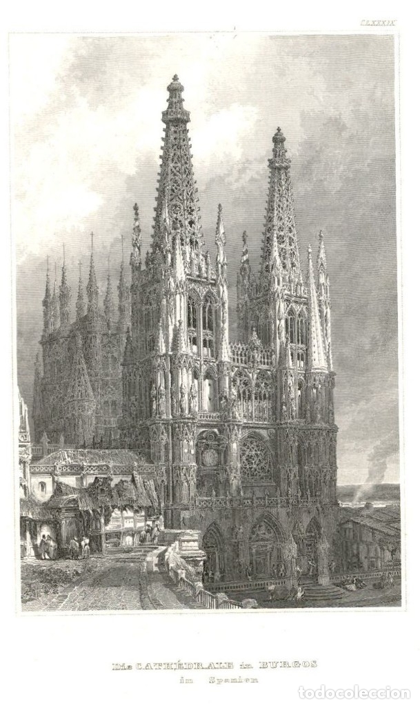 Art: 1841 - Catedral de Burgos  - Xilografia Original de epoca