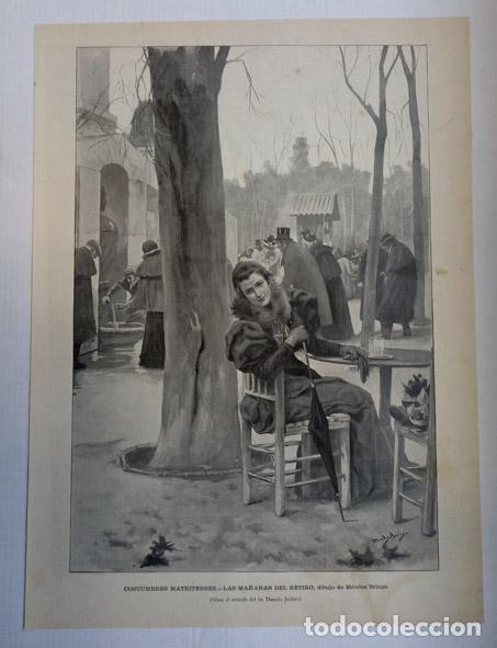 Arte: Costumbres matritenses. Las ma&ntilde;anas del Retiro. DIBUJO DE M&Eacute;NDEZ BRINGA.