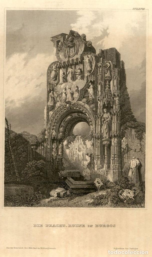Art: 1839 - BURGOS.- RUINAS DEL CONVENTO DE LOS CARMELITAS - xilografia original