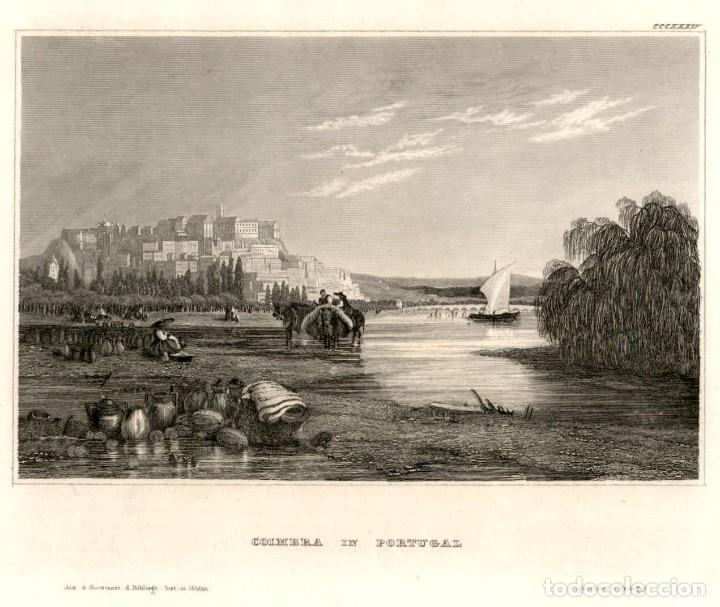 Art: 1837 &ndash; Coimbra &ndash; Portugal - Xilografia alemana original de epoca