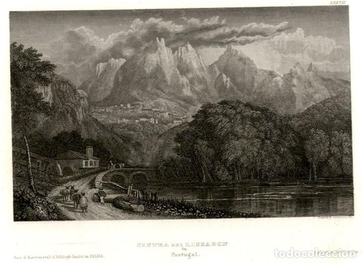 Art: 1833 &ndash; Cintra &ndash; Portugal &ndash; Palacio da Penha - Xilografia alemana original de &eacute;poca