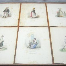 Arte: SERIE DE 6 GRABADOS LITOGRAFICOS COLOREADOS A MANO S.XIX - MUJERES DE SUECIA. Lote 184797168