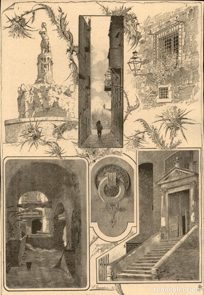 Arte: 1888 - Apuntes de Barcelona antigua cl de Marquet, Paseo de San Juan - La Ilustraci&oacute;n Ib&eacute;rica