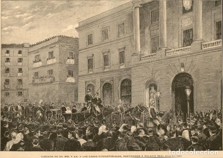 Arte: 1888 - Llegada de S.S.M.M. a las casas consistoriales destinadas a Palacio  - La Ilustraci&oacute;n Ib&eacute;rica